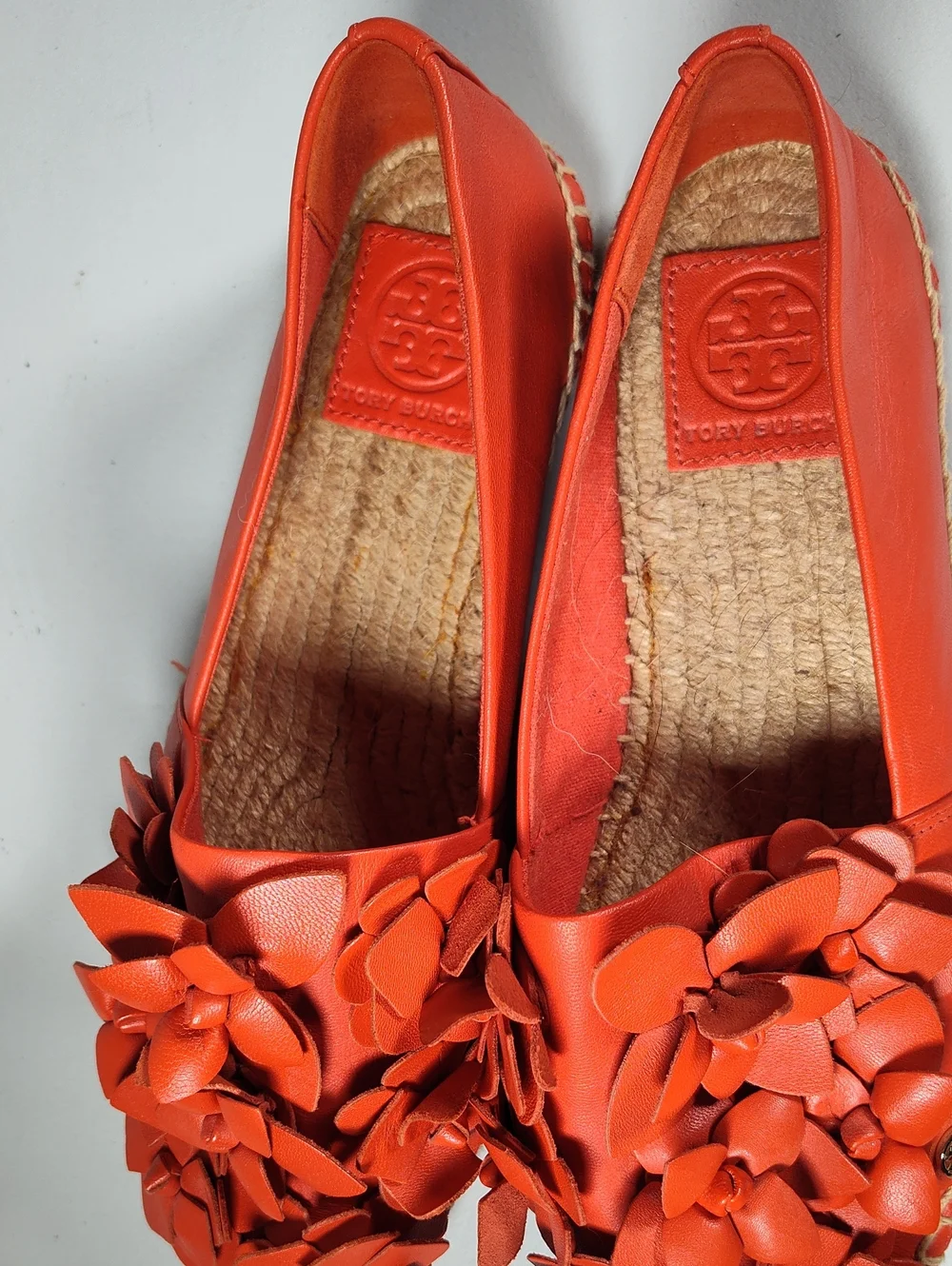 Tory Burch Blossom Espadrille Nappa Leather Flats Samba Orange 7‎